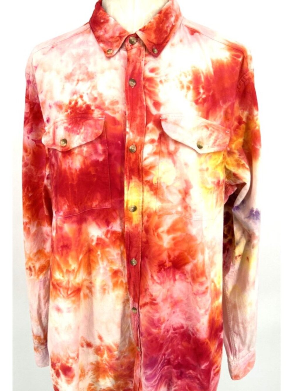 Fjallraven Men's Shirt Sz XL Ovik Chambray Comfort Fit Tie Dye Multicolor